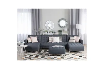U-formad soffa med fotpall Aberdeen Grå/Silver - Grå/Silver - Möbler - Soffa - Soffgrupp