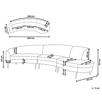 U-formad soffa Moss - Beige, guld - Möbler - Soffa - Sammetssoffa
