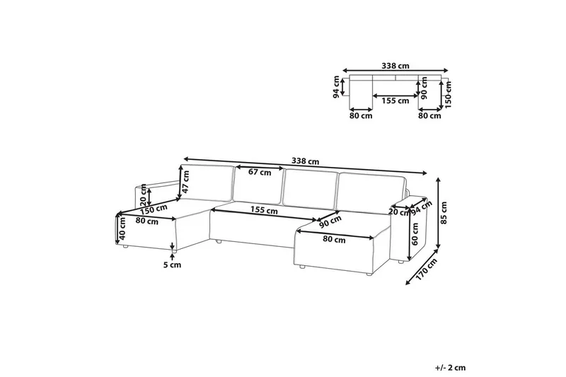 U-formad soffa Vatne Brun/Svart - Brun/Svart - Möbler - Soffa - Soffgrupp