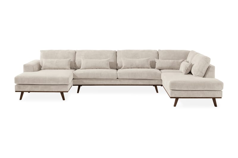 Copenhagen 5-sits Högervänd U-formad Large Soffa med Divan och Schäslong i Manchester - Beige - Möbler - Soffa - U-soffa