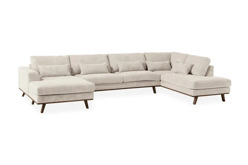 Copenhagen 5-sits Högervänd U-formad Large Soffa med Divan och Schäslong i Manchester - Beige - Möbler - Soffa - U-soffa
