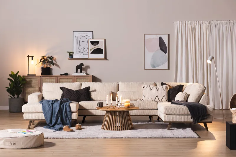 Copenhagen 5-sits Högervänd U-formad Large Soffa med Divan och Schäslong i Manchester - Beige - Möbler - Soffa - U-soffa