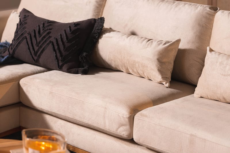 Copenhagen 5-sits Högervänd U-formad Large Soffa med Divan och Schäslong i Sammet - Beige - Möbler - Soffa - U-soffa