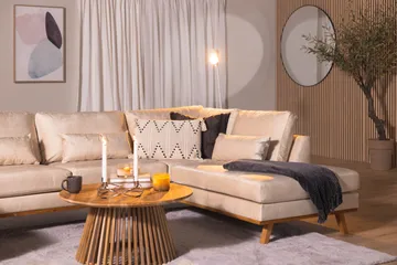 Copenhagen 5-sits Högervänd U-formad Large Soffa med Divan och Schäslong i Sammet - Beige - Möbler - Soffa - U-soffa