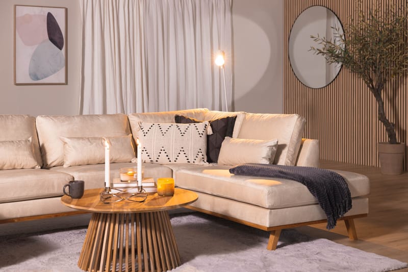 Copenhagen 5-sits Högervänd U-formad Large Soffa med Divan och Schäslong i Sammet - Beige - Möbler - Soffa - U-soffa