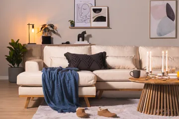 Copenhagen 5-sits Högervänd U-formad Large Soffa med Divan och Schäslong i Sammet - Beige - Möbler - Soffa - U-soffa