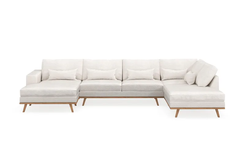 Copenhagen 5-sits Högervänd U-formad Soffa med Divan och Schäslong i Bouclé - Vit - Möbler - Soffa - U-soffa