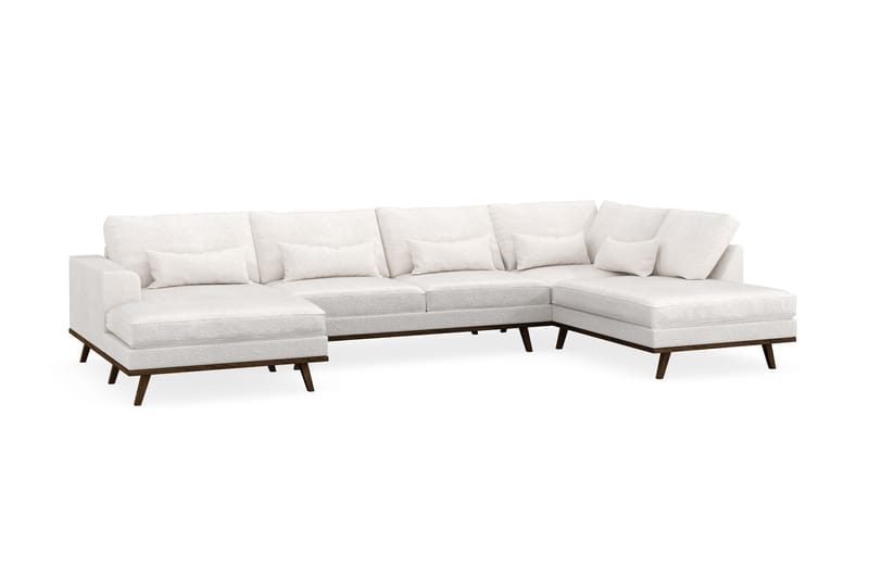 Copenhagen 5-sits Högervänd U-formad Soffa med Divan och Schäslong i Bouclé - Vit - Möbler - Soffa - U-soffa