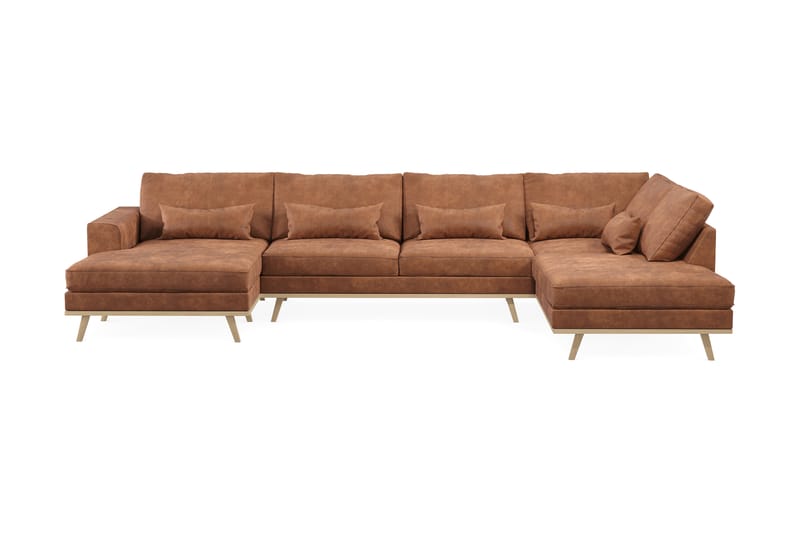 Copenhagen 5-sits Högervänd U-formad Soffa med Divan och Schäslong i Konstläder - Brun - Möbler - Soffa - U-soffa