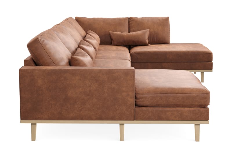Copenhagen 5-sits Högervänd U-formad Soffa med Divan och Schäslong i Konstläder - Brun - Möbler - Soffa - U-soffa