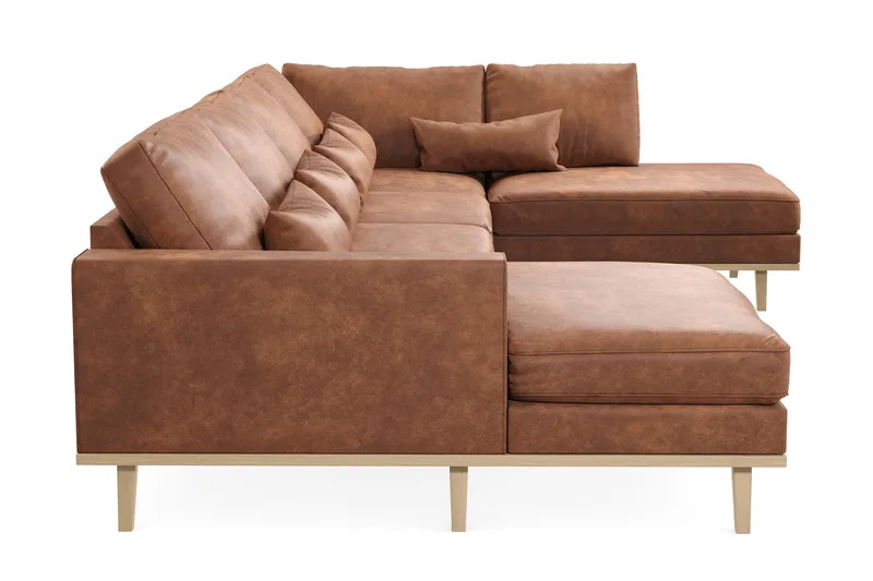 Copenhagen 5-sits Högervänd U-formad Soffa med Divan och Schäslong i Konstläder - Brun - Möbler - Soffa - U-soffa