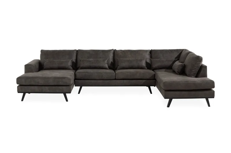 Copenhagen 5-sits Högervänd U-formad Soffa med Divan och Schäslong i Konstläder - Mörkgrå - Möbler - Soffa - U-soffa