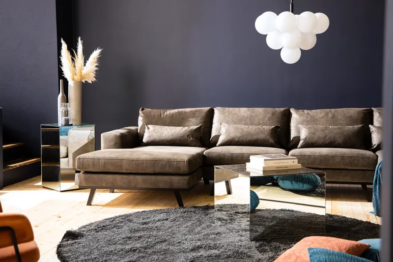 Copenhagen 5-sits Högervänd U-formad Soffa med Divan och Schäslong i Konstläder - Mörkgrå - Möbler - Soffa - U-soffa