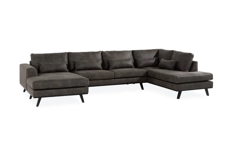 Copenhagen 5-sits Högervänd U-formad Soffa med Divan och Schäslong i Konstläder - Mörkgrå - Möbler - Soffa - U-soffa