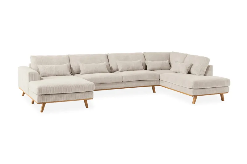 Copenhagen 5-sits Högervänd U-formad Soffa med Divan och Schäslong i Manchester - Beige - Möbler - Soffa - U-soffa