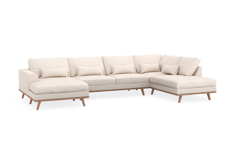 Copenhagen 5-sits Högervänd U-formad Soffa med Divan och Schäslong i Manchester - Beige - Möbler - Soffa - U-soffa