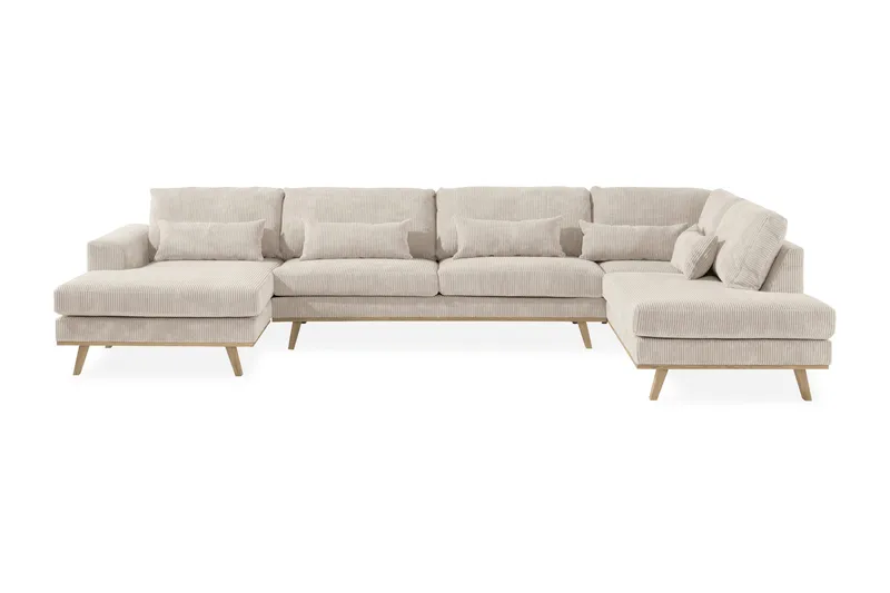 Copenhagen 5-sits Högervänd U-formad Soffa med Divan och Schäslong i Manchester - Beige - Möbler - Soffa - U-soffa
