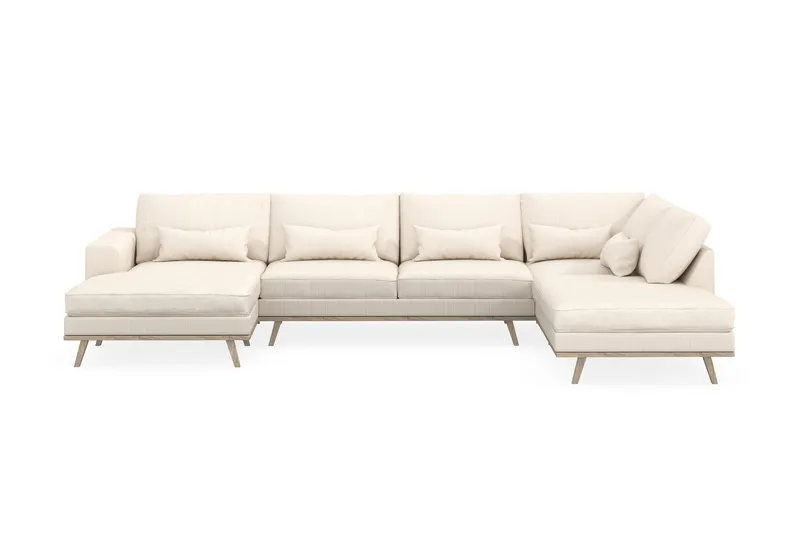 Copenhagen 5-sits Högervänd U-formad Soffa med Divan och Schäslong i Manchester - Beige - Möbler - Soffa - U-soffa