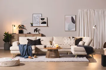 Copenhagen 5-sits Högervänd U-formad Soffa med Divan och Schäslong i Manchester - Beige - Möbler - Soffa - U-soffa