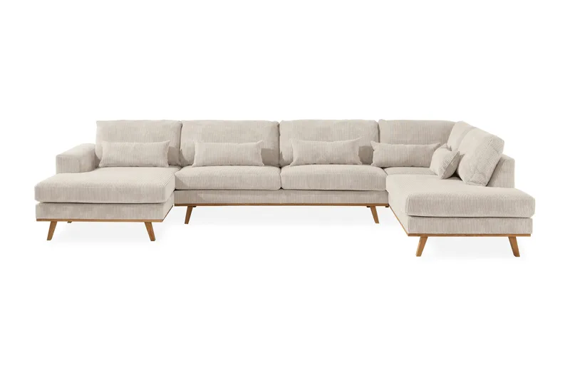 Copenhagen 5-sits Högervänd U-formad Soffa med Divan och Schäslong i Manchester - Beige - Möbler - Soffa - U-soffa
