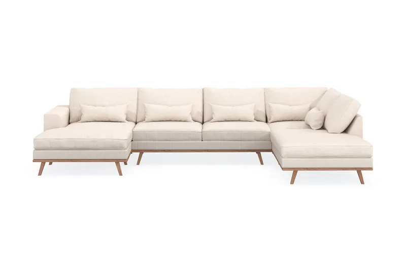 Copenhagen 5-sits Högervänd U-formad Soffa med Divan och Schäslong i Manchester - Beige - Möbler - Soffa - U-soffa