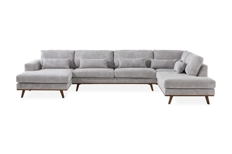 Copenhagen 5-sits Högervänd U-formad Soffa med Divan och Schäslong i Manchester - Ljusgrå - Möbler - Soffa - U-soffa