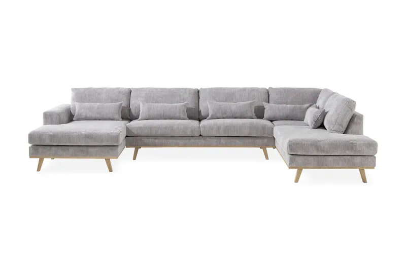 Copenhagen 5-sits Högervänd U-formad Soffa med Divan och Schäslong i Manchester - Ljusgrå - Möbler - Soffa - U-soffa