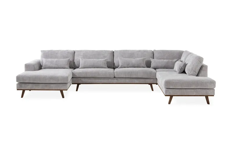 Copenhagen 5-sits Högervänd U-formad Soffa med Divan och Schäslong i Manchester - Ljusgrå - Möbler - Soffa - U-soffa