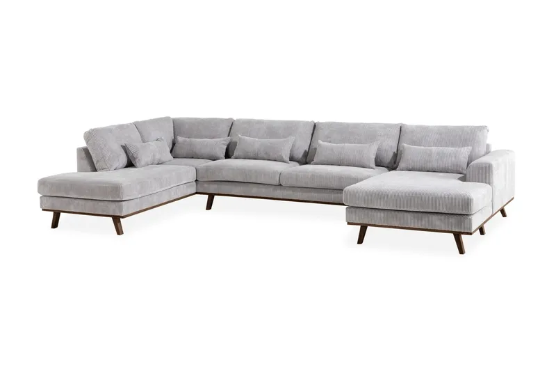 Copenhagen 5-sits Högervänd U-formad Soffa med Divan och Schäslong i Manchester - Ljusgrå - Möbler - Soffa - U-soffa