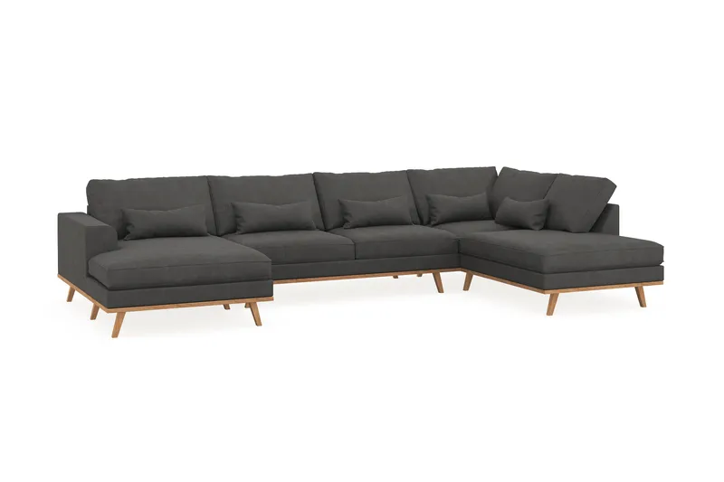 Copenhagen 5-sits Högervänd U-formad Soffa med Divan och Schäslong i Manchester - Mörkgrå - Möbler - Soffa - U-soffa