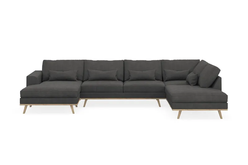 Copenhagen 5-sits Högervänd U-formad Soffa med Divan och Schäslong i Manchester - Mörkgrå - Möbler - Soffa - U-soffa