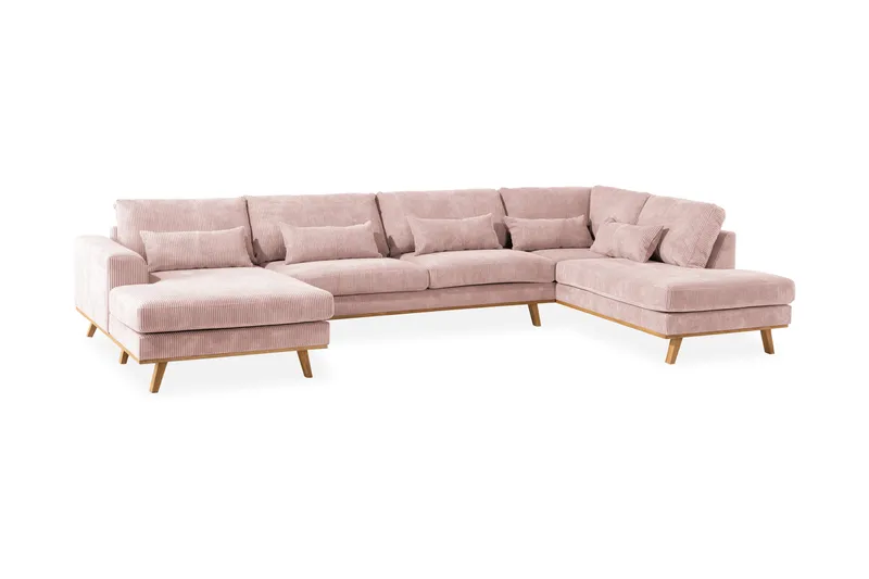 Copenhagen 5-sits Högervänd U-formad Soffa med Divan och Schäslong i Manchester - Rosa - Möbler - Soffa - U-soffa