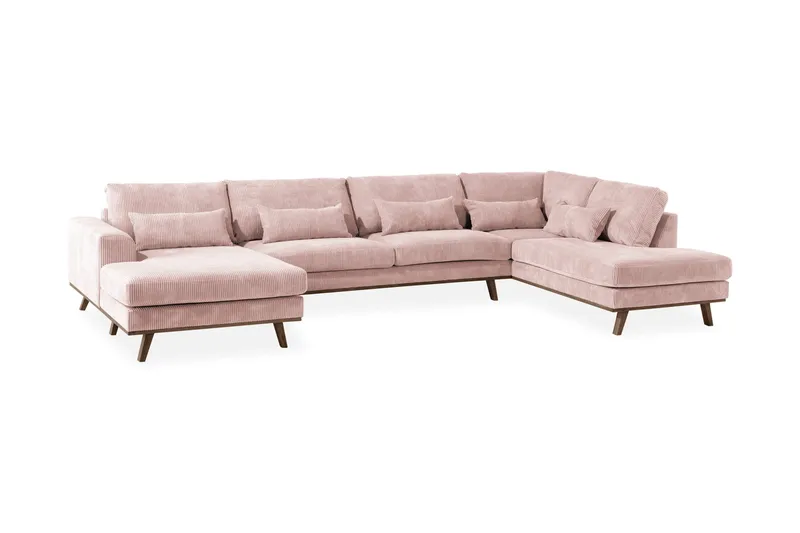 Copenhagen 5-sits Högervänd U-formad Soffa med Divan och Schäslong i Manchester - Rosa - Möbler - Soffa - U-soffa