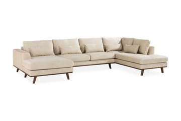 Copenhagen 5-sits Högervänd U-formad Soffa med Divan och Schäslong i Sammet - Beige - Möbler - Soffa - U-soffa