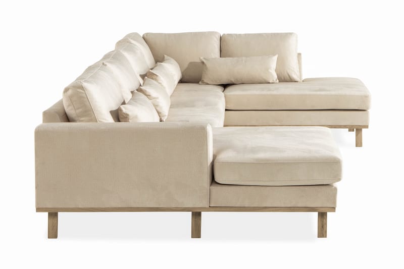 Copenhagen 5-sits Högervänd U-formad Soffa med Divan och Schäslong i Sammet - Beige - Möbler - Soffa - U-soffa