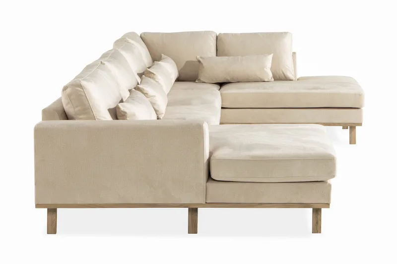 Copenhagen 5-sits Högervänd U-formad Soffa med Divan och Schäslong i Sammet - Beige - Möbler - Soffa - U-soffa