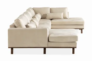 Copenhagen 5-sits Högervänd U-formad Soffa med Divan och Schäslong i Sammet - Beige - Möbler - Soffa - U-soffa