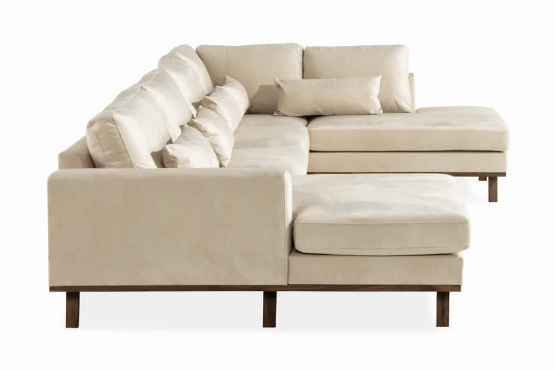 Copenhagen 5-sits Högervänd U-formad Soffa med Divan och Schäslong i Sammet - Beige - Möbler - Soffa - U-soffa
