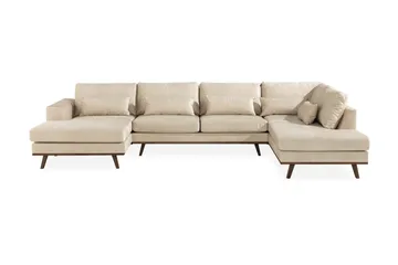 Copenhagen 5-sits Högervänd U-formad Soffa med Divan och Schäslong i Sammet - Beige - Möbler - Soffa - U-soffa