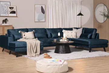 Copenhagen 5-sits Högervänd U-formad Soffa med Divan och Schäslong i Sammet - Blå - Möbler - Soffa - U-soffa