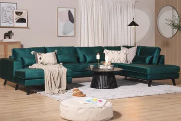 Copenhagen 5-sits Högervänd U-formad Soffa med Divan och Schäslong i Sammet - Grön - Möbler - Soffa - U-soffa