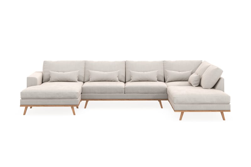 Copenhagen 5-sits Högervänd U-formad Soffa med Divan och Schäslong i Sammet - Krämvit - Möbler - Soffa - U-soffa