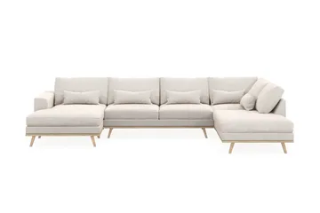 Copenhagen 5-sits Högervänd U-formad Soffa med Divan och Schäslong i Sammet - Krämvit - Möbler - Soffa - U-soffa