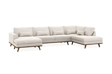 Copenhagen 5-sits Högervänd U-formad Soffa med Divan och Schäslong i Sammet - Krämvit - Möbler - Soffa - U-soffa