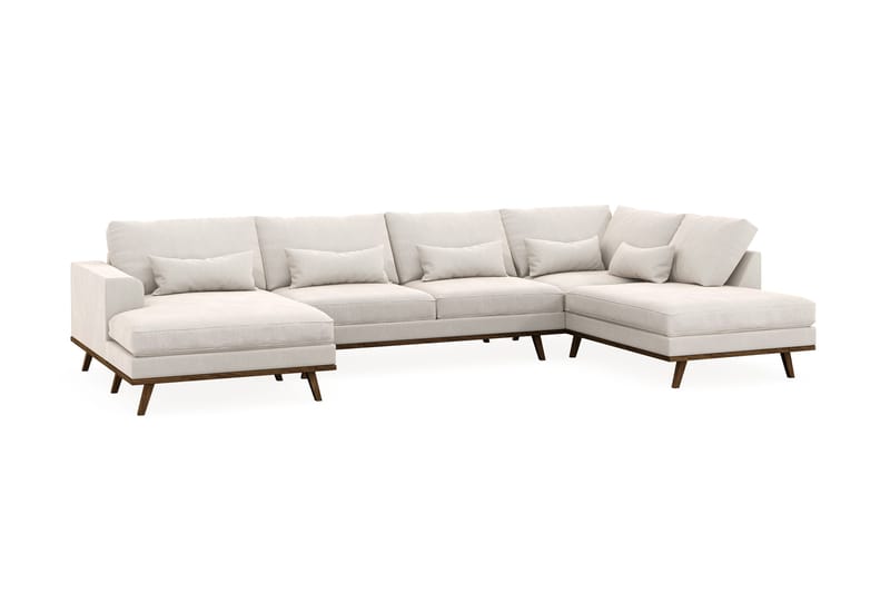 Copenhagen 5-sits Högervänd U-formad Soffa med Divan och Schäslong i Sammet - Krämvit - Möbler - Soffa - U-soffa