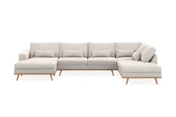 Copenhagen 5-sits Högervänd U-formad Soffa med Divan och Schäslong i Sammet - Krämvit - Möbler - Soffa - U-soffa