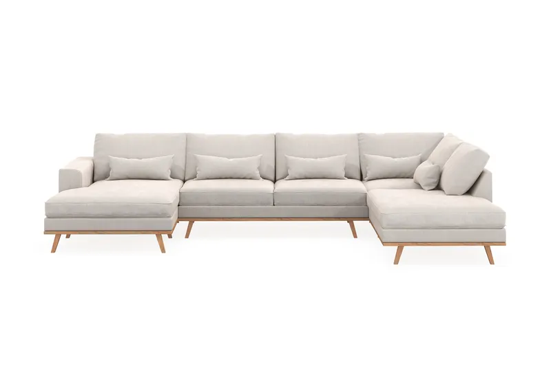 Copenhagen 5-sits Högervänd U-formad Soffa med Divan och Schäslong i Sammet - Krämvit - Möbler - Soffa - U-soffa