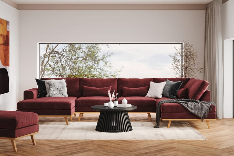Copenhagen 5-sits Högervänd U-formad Soffa med Divan och Schäslong i Sammet - Lila - Möbler - Soffa - U-soffa