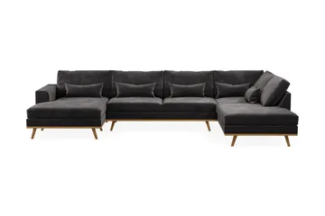 Copenhagen 5-sits Högervänd U-formad Soffa med Divan och Schäslong i Sammet - Mörkgrå - Möbler - Soffa - U-soffa