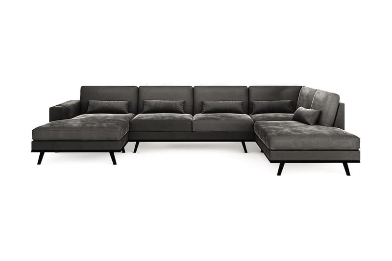 Copenhagen 5-sits Högervänd U-formad Soffa med Divan och Schäslong i Sammet - Mörkgrå - Möbler - Soffa - U-soffa